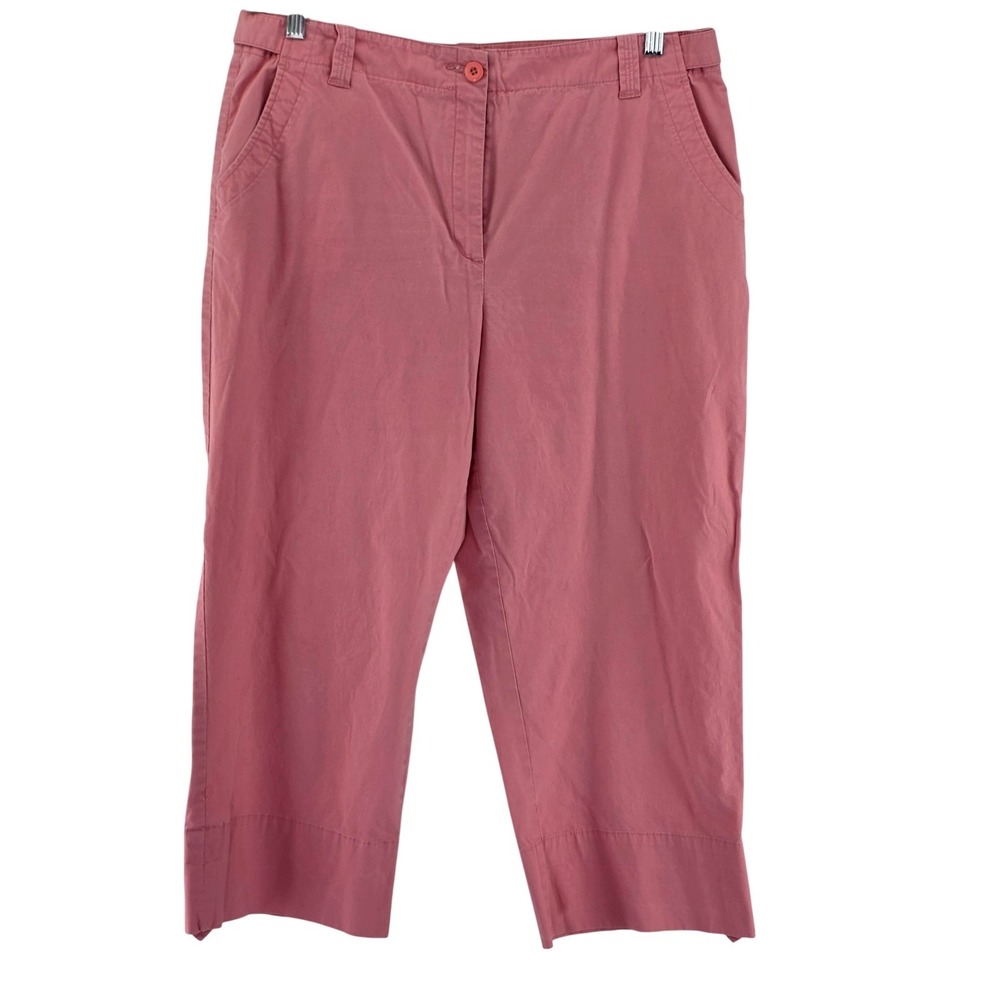 Talbots Capri Pants Womens 16 Pink Stretch Twill Pockets Casual Summer Cropped